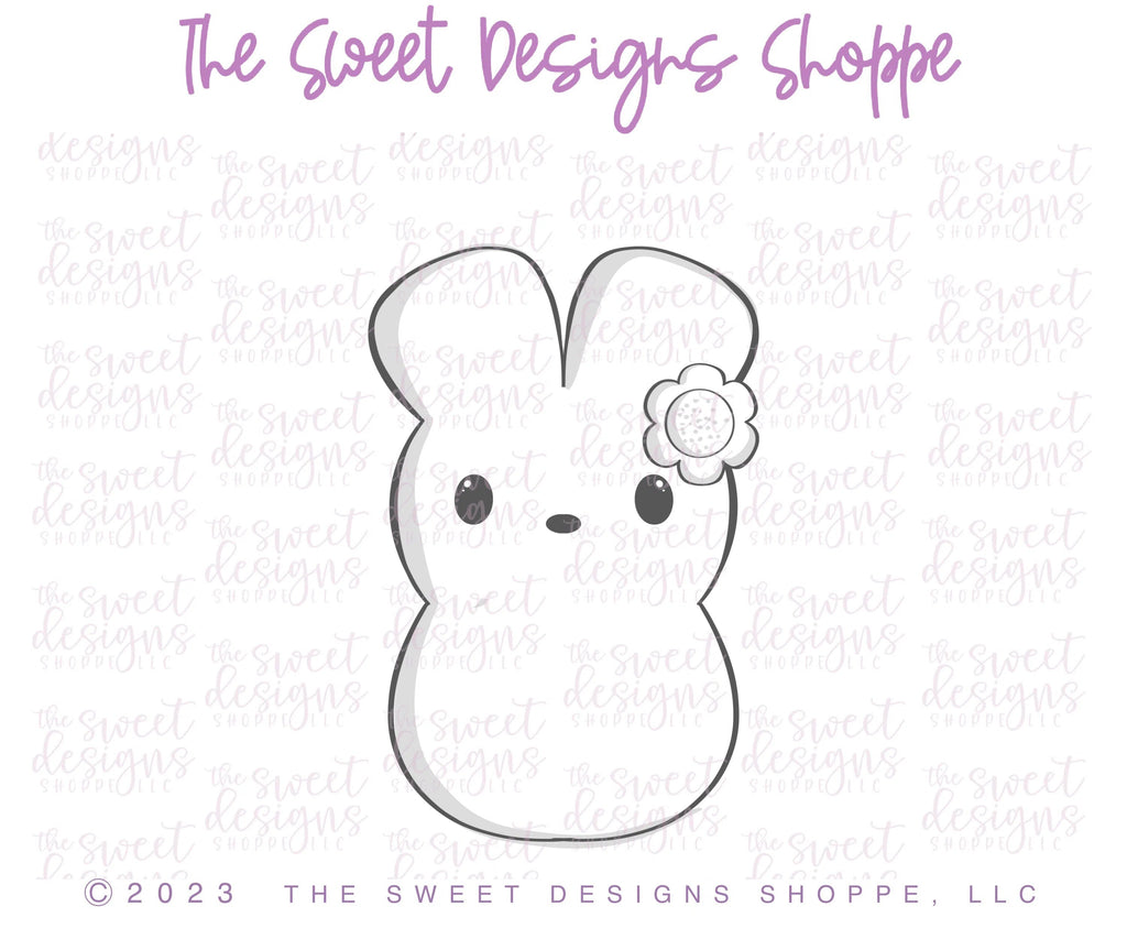 Cookie Cutters - Marshmallow Bunny with Flower - Cookie Cutter - Sweet Designs Shoppe - - ALL, Animal, Bunny, Cookie Cutter, Easter, Easter / Spring, Nature, Peep, Peeps, Promocode