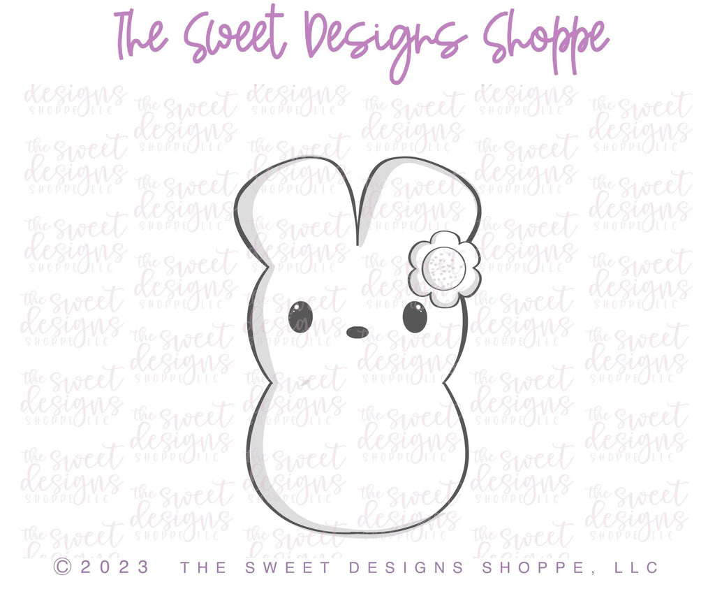 Cookie Cutters - Marshmallow Bunny with Flower - Cookie Cutter - The Sweet Designs Shoppe - - ALL, Animal, Bunny, Cookie Cutter, Easter, Easter / Spring, Nature, Peep, Peeps, Promocode