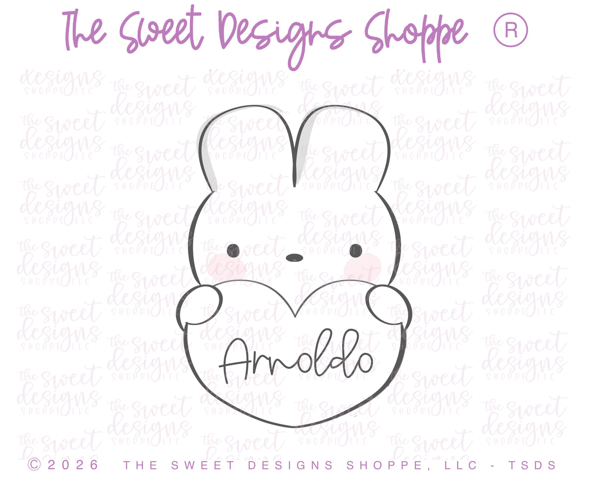 Cookie Cutters - Marshmallow Bunny with Heart - Cookie Cutter - The Sweet Designs Shoppe - TSDS - - ALL,Animal,Animals,Animals and Insects,Cookie Cutter,Easter,Easter / Spring,Promocode,STL,valentine,Valentines