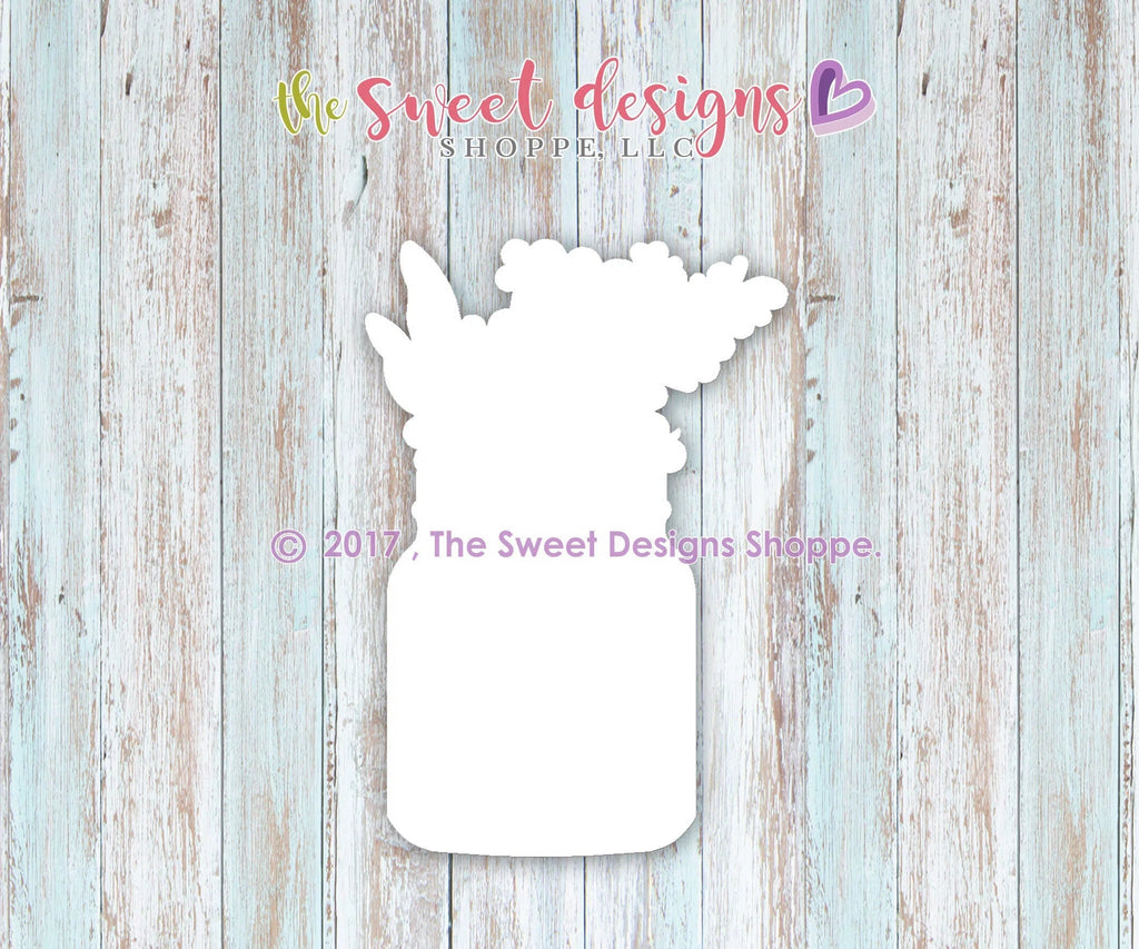 Cookie Cutters - Mason Jar with Flowers - Cookie Cutter - Sweet Designs Shoppe - - 4th, 4th July, 4th of July, ALL, Cookie Cutter, drink, fourth of July, Independence, patriotic, Promocode, Summer, Valentine, Valentines, valentines collection 2018, Valentines couples, valentines2020-2, Wedding