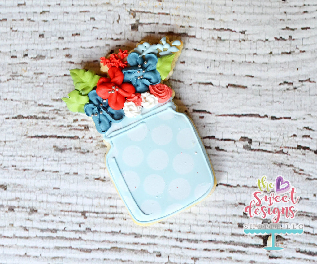 Cookie Cutters - Mason Jar with Flowers - Cookie Cutter - The Sweet Designs Shoppe - TSDS - - 4th,4th July,4th of July,ALL,Cookie Cutter,drink,fourth of July,Independence,patriotic,Promocode,Summer,USA,Valentine,Valentines,Valentines couples,Wedding