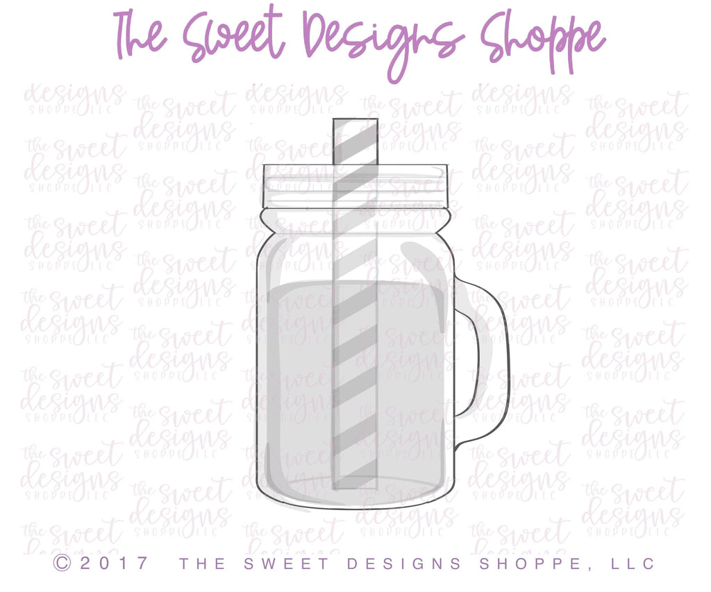 Cookie Cutters - Mason Jar with Straw - Cookie Cutter - Sweet Designs Shoppe - - ALL, beverage, Cookie Cutter, drink, food, Food & Beverages, Promocode, Summer