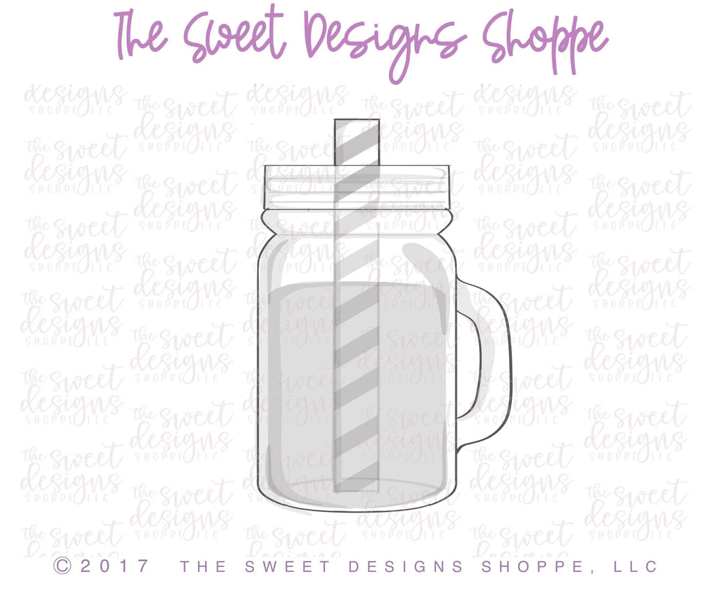 Cookie Cutters - Mason Jar with Straw - Cookie Cutter - The Sweet Designs Shoppe - - ALL, beverage, Cookie Cutter, drink, food, Food & Beverages, Promocode, Summer