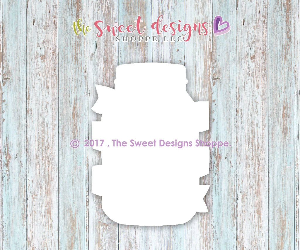 Cookie Cutters - Mason Jar with Wrapped Ribbon v2- Cookie Cutter - The Sweet Designs Shoppe - - ALL, Bachelorette, Cookie Cutter, Miscellaneous, Plaque, Promocode, Wedding