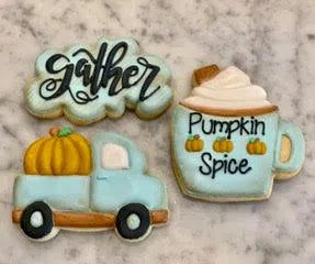 Cookie Cutters - Melissa's Simply Sweet Fall Class - Set of 3 Cookie Cutters and 2 Stencils - Online Class not included. - The Sweet Designs Shoppe - Set of 3 Cutters and 2 Stencils - ALL, class, Cookie Cutter, Melissa's Simply Sweet, Melissas, mug, mugs, online, online class, Promocode