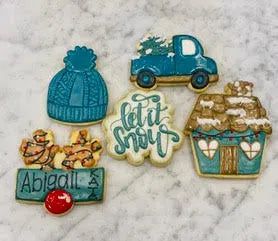 Cookie Cutters - Melissa's Simply Sweet Winter Class - Set of 5 Cookie Cutters and 2 Stencils - Online Class not included. - The Sweet Designs Shoppe - Set of 5 Cutters and 2 Stencils - ALL, class, Cookie Cutter, Melissa's Simply Sweet, Melissas, online, online class, Promocode