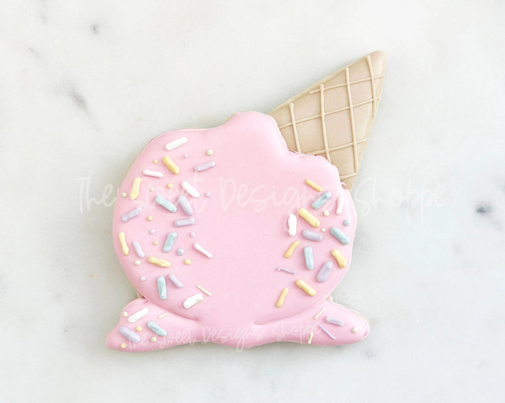 Cookie Cutters - Melted Ice Cream - Cookie Cutter - The Sweet Designs Shoppe - - 4th, ALL, Birthday, cone, Cookie Cutter, Food, Food & Beverages, Food and Beverage, Ice Cream, icecream, Patriotic, Promocode, Summer, Sweets, USA, valentine, valentines