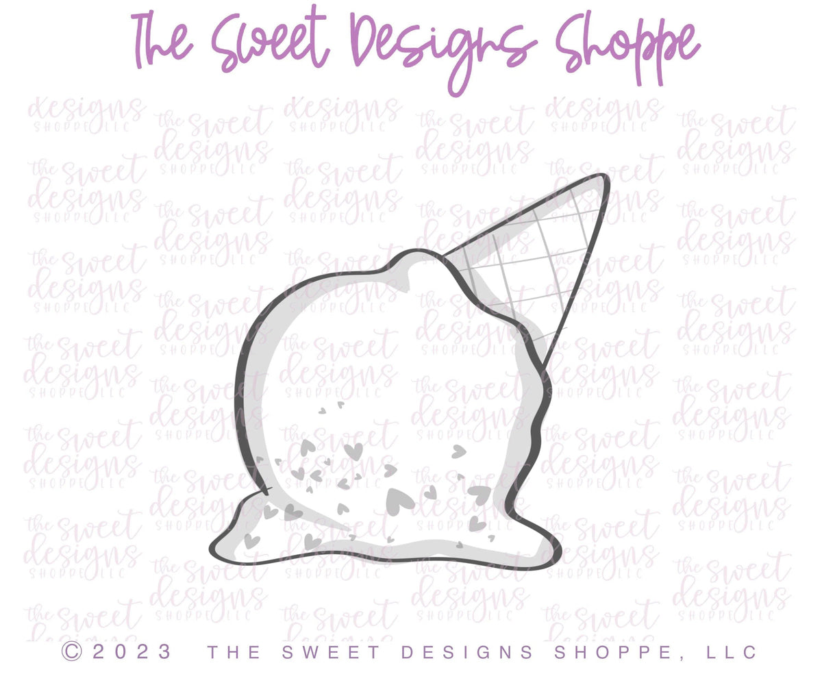 Cookie Cutters - Melted Ice Cream - Cookie Cutter - The Sweet Designs Shoppe - TSDS - - 4th,ALL,Birthday,cone,Cookie Cutter,Food,Food & Beverages,Food and Beverage,Ice Cream,icecream,Patriotic,Patriotric,Promocode,STL,Summer,Sweets,USA,valentine,valentines