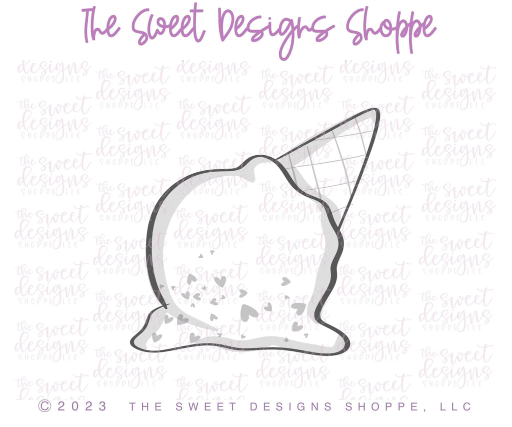 Cookie Cutters - Melted Ice Cream - Cookie Cutter - The Sweet Designs Shoppe - TSDS - - 4th,ALL,Birthday,cone,Cookie Cutter,Food,Food & Beverages,Food and Beverage,Ice Cream,icecream,Patriotic,Promocode,STL,Summer,Sweets,USA,valentine,valentines
