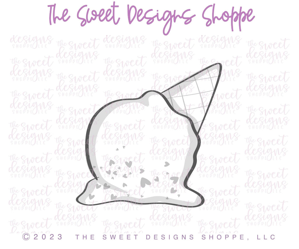 Cookie Cutters - Melted Ice Cream - Cookie Cutter - The Sweet Designs Shoppe - - 4th, ALL, Birthday, cone, Cookie Cutter, Food, Food & Beverages, Food and Beverage, Ice Cream, icecream, Patriotic, Promocode, Summer, Sweets, USA, valentine, valentines