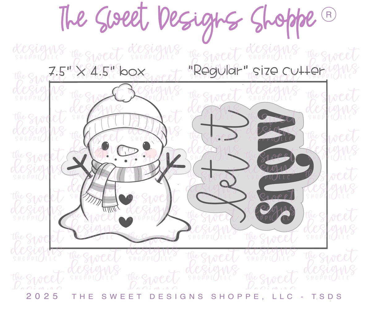 Cookie Cutters - Melting Snowman & Plaque Cookie Cutter Set - Set of 2 - Cookie Cutters - The Sweet Designs Shoppe - TSDS - - ALL,Christmas,Christmas / Winter,Cookie Cutter,Plaque,Plaques,PLAQUES HANDLETTERING,Promocode,regular sets,set,Snowman,STL