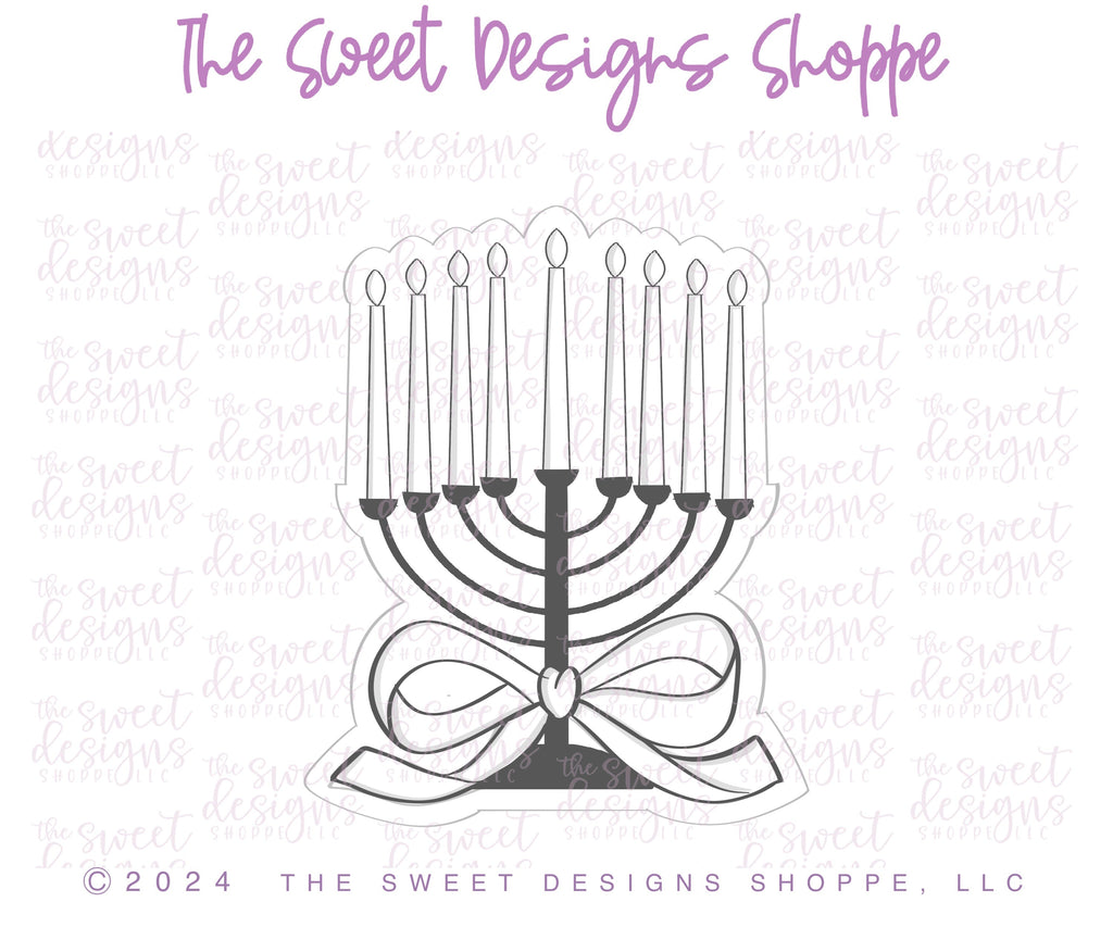 Cookie Cutters - Menorah with Bow - Cookie Cutter - The Sweet Designs Shoppe - TSDS - - ALL,Cookie Cutter,Hanukkah,Promocode,STL