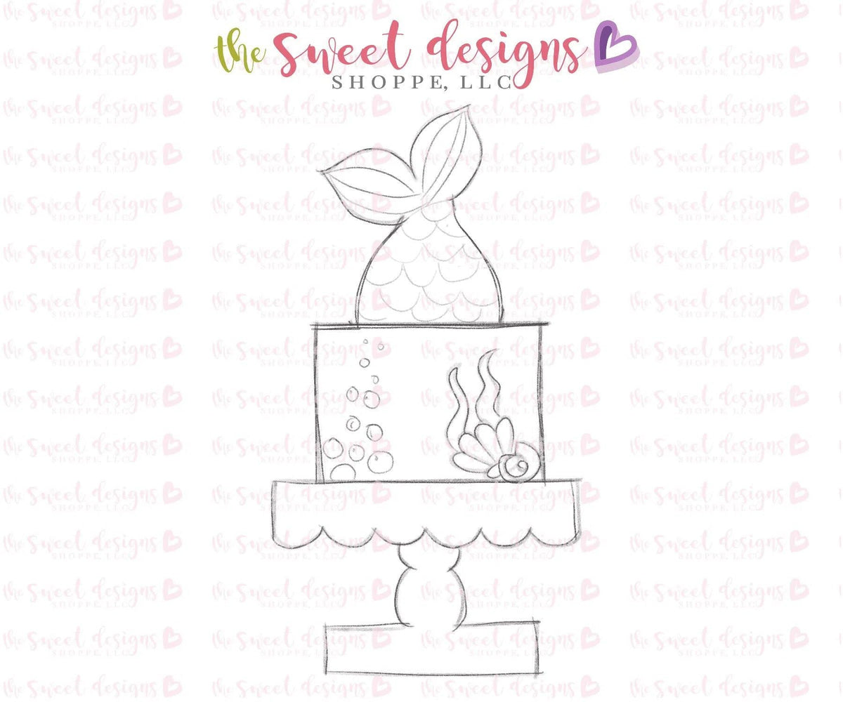Cookie Cutters - Mermaid Cake - Cookie Cutter - The Sweet Designs Shoppe - TSDS - - ALL,cake,Cookie Cutter,Fantasy,Food,Food & Beverages,Food and Beverage,Promocode,STL,summer,sweets,under the sea