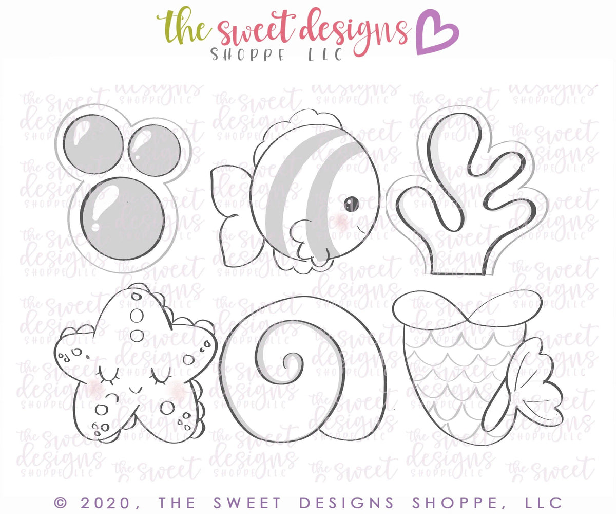 Cookie Cutters - Mermaid Set - Cookie Cutters - The Sweet Designs Shoppe - TSDS - - ALL,bathing suit,beach,Cookie Cutter,mermaid,Mini Sets,Promocode,regular sets,set,STL,Summer,summer plaque,under the sea