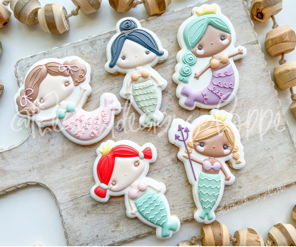 Cookie Cutters - Mermaids Set - Set of 5 - Cookie Cutters - The Sweet Designs Shoppe - TSDS - - ALL,Baby / Kids,Birthday,Cookie Cutter,Fantasy,kid,kids,Kids / Fantasy,Mini Sets,Promocode,regular sets,set,STL,summer,under the sea