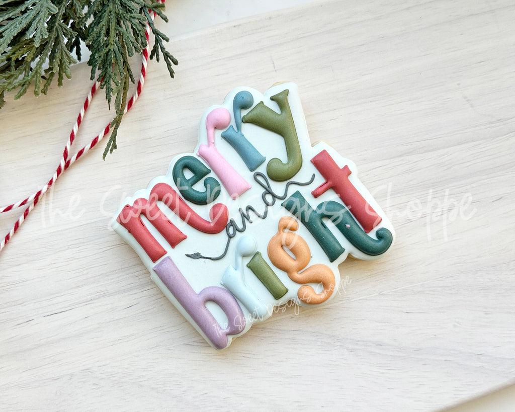 Cookie Cutters - merry and bright Bold Plaque - Cookie Cutter - The Sweet Designs Shoppe - TSDS - - ALL,Christmas,Christmas / Winter,Cookie Cutter,new,Plaque,Plaques,PLAQUES HANDLETTERING,Promocode,STL