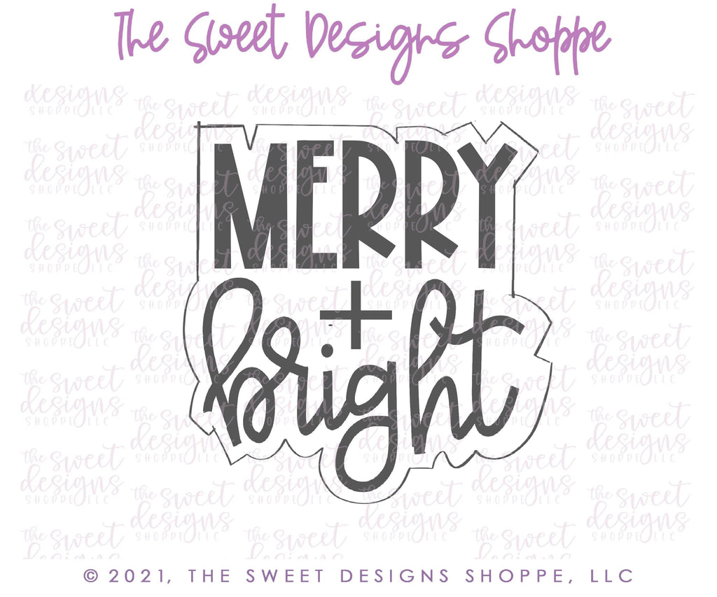 Cookie Cutters - Merry and Bright Modern Plaque - Cookie Cutter - The Sweet Designs Shoppe - - ALL, Christmas, Christmas / Winter, Christmas Cookies, Cookie Cutter, home, Plaque, Plaques, PLAQUES HANDLETTERING, Promocode