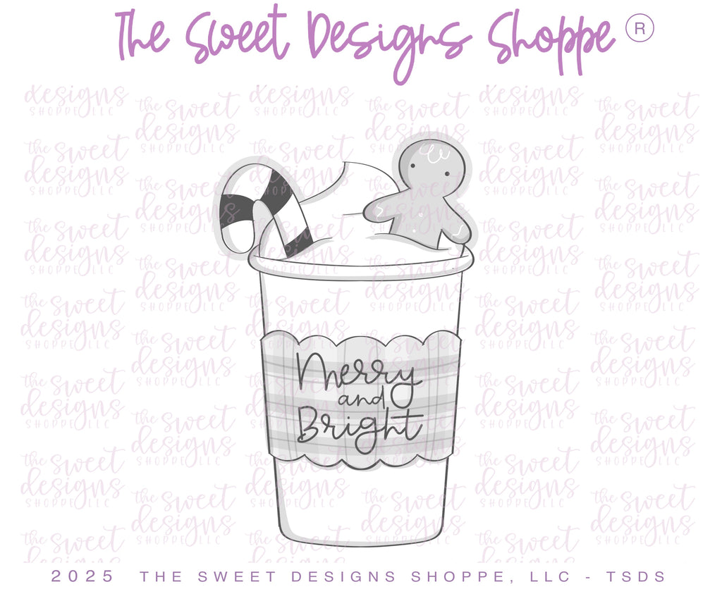 Cookie Cutters - Merry & Bright Latte - Cookie Cutter - The Sweet Designs Shoppe - TSDS - - ALL,beverage,beverages,chrismtas beverage,Christmas,Christmas / Winter,Cookie Cutter,Food & Beverages,Food and Beverage,new,Promocode,STL