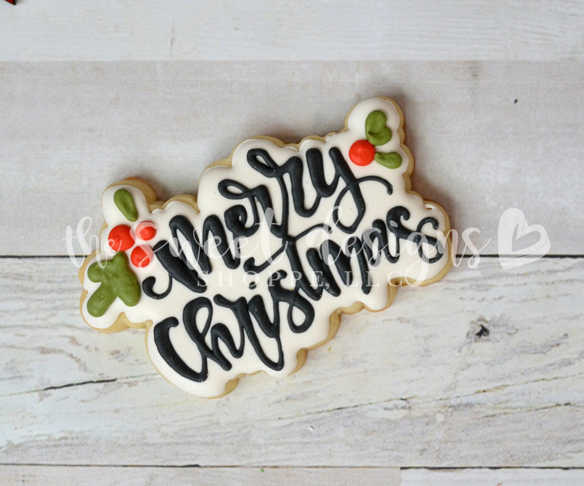 Cookie Cutters - Merry Christmas Hand Lettering Plaque - Cookie Cutter - The Sweet Designs Shoppe - TSDS - - ALL,Christmas,Christmas / Winter,Cookie Cutter,Customize,F,Plaque,Plaques,PLAQUES HANDLETTERING,Promocode,STL,Word