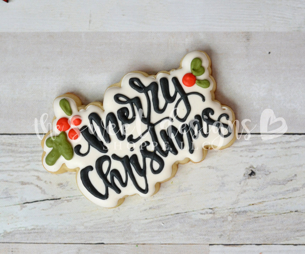 Cookie Cutters - Merry Christmas Hand Lettering Plaque - Cookie Cutter - The Sweet Designs Shoppe - TSDS - - ALL,Christmas,Christmas / Winter,Cookie Cutter,Customize,Plaque,Plaques,PLAQUES HANDLETTERING,Promocode,Word