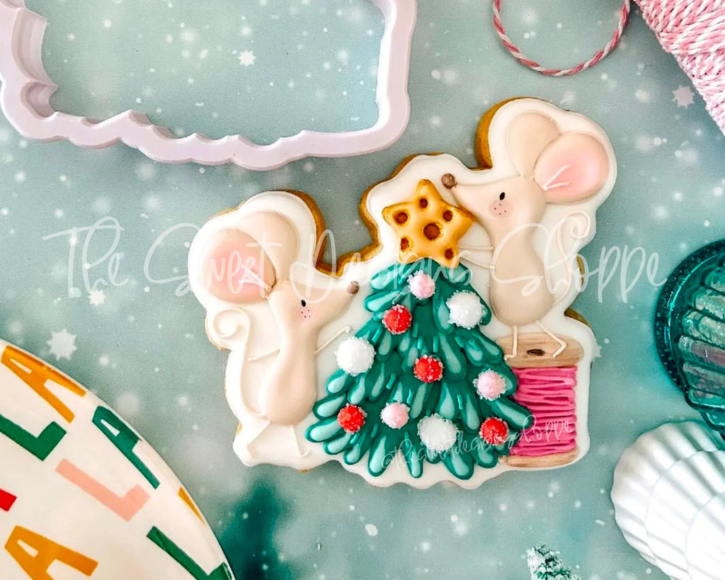 Cookie Cutters - Mice around tree - Cookie Cutter - The Sweet Designs Shoppe - TSDS - - ALL,Animal,Animals,Animals and Insects,bestillbakery,Christmas,Christmas / Winter,Cookie Cutter,fantasy,Holiday,kids,Kids / Fantasy,Megan Hamer,mice,mouse,Promocode,Winter