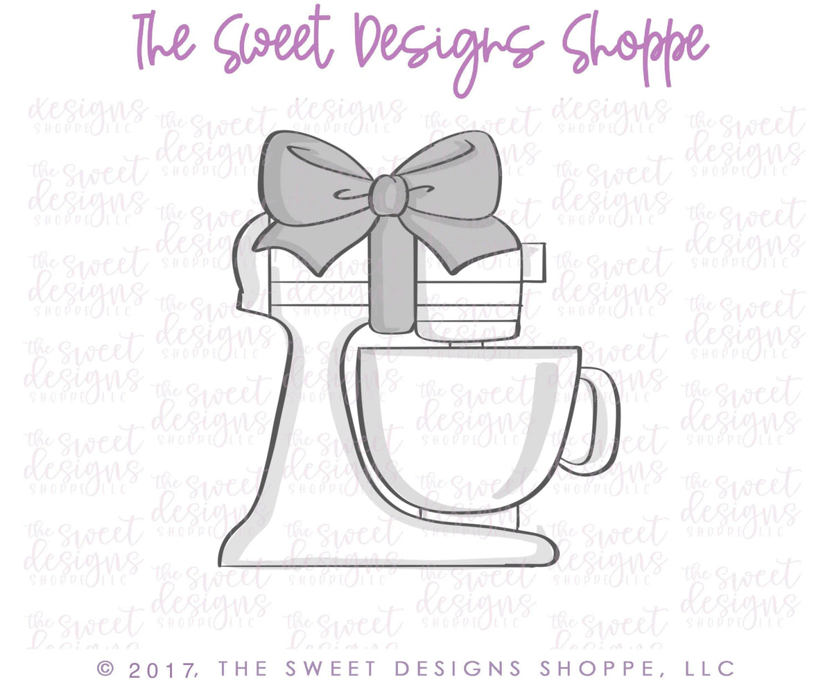 Cookie Cutters - Mixer with Bow v2- Cookie Cutter - The Sweet Designs Shoppe - TSDS - - ALL,Baking,Christmas,Christmas / Winter,Cookie Cutter,Hobbies,Mixer,Promocode,STL,v2