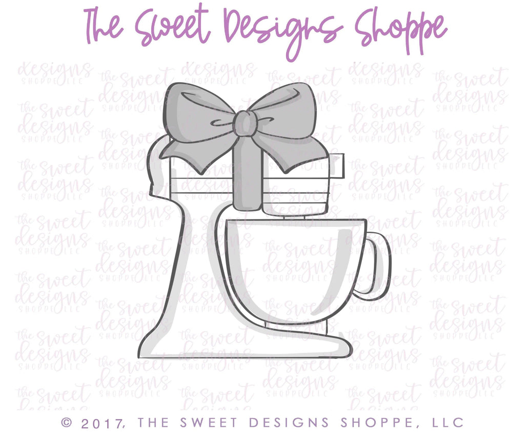 Cookie Cutters - Mixer with Bow v2- Cookie Cutter - The Sweet Designs Shoppe - TSDS - - ALL,Baking,Christmas,Christmas / Winter,Cookie Cutter,Hobbies,Mixer,Promocode