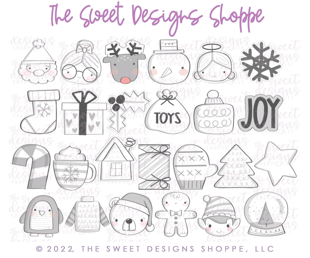 Cookie Cutters - Modern Advent Calendar Set - Set of 25 - Cookie Cutters - The Sweet Designs Shoppe - TSDS - - ALL,Christmas,Christmas / Winter,Christmas Cookies,Cookie Cutter,Frosty,Ginger bread,gingerbread,Mini Set,Mini Sets,mug,mugs,navidad,Promocode,set,sets,STL
