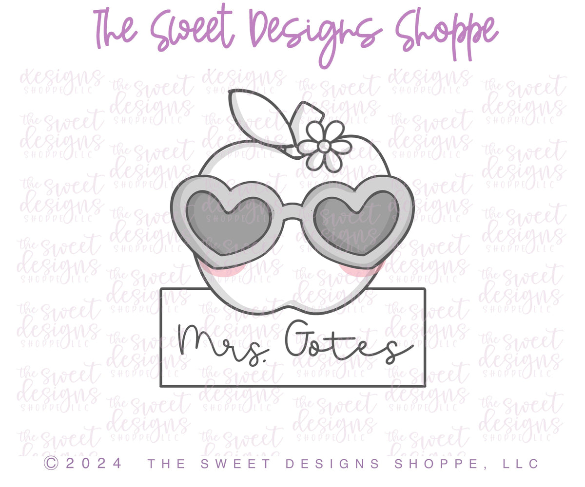 Cookie Cutters - Modern Apple Plaque- Cookie Cutter - The Sweet Designs Shoppe - TSDS - - ALL,back to school,Cookie Cutter,Food,fruit,fruit with flower,fruits,Fruits and Vegetables,Plaque,Promocode,School,School / Graduation,STL,Teach,teacher,teacher appreciation