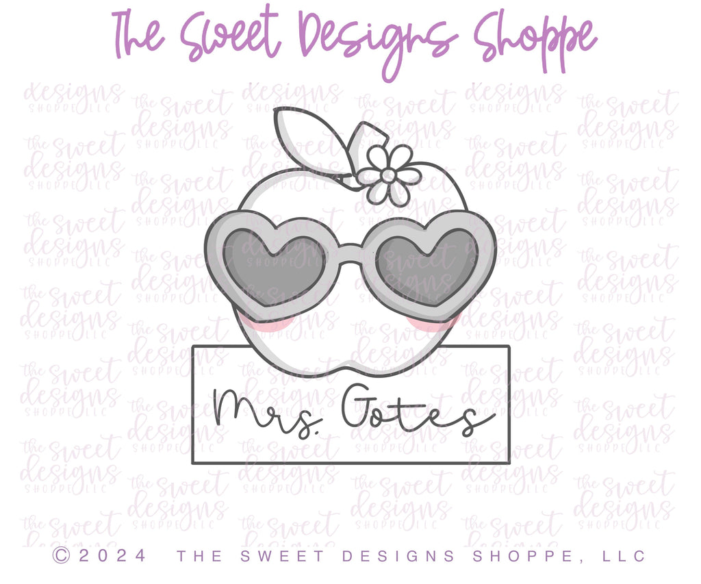 Cookie Cutters - Modern Apple Plaque- Cookie Cutter - The Sweet Designs Shoppe - TSDS - - ALL,back to school,Cookie Cutter,Food,fruit,fruit with flower,fruits,Fruits and Vegetables,Plaque,Promocode,School,School / Graduation,Teach,teacher,teacher appreciation