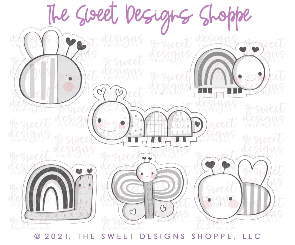 Cookie Cutters - Modern Bugs Set - Cutters - Set of 6 - Sweet Designs Shoppe - - ALL, Animal, Animals, Animals and Insects, Cookie Cutter, Mini Sets, Promocode, regular sets, set, valenteine, valentine, valentines