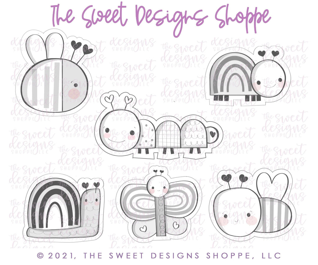 Cookie Cutters - Modern Bugs Set - Cookie Cutters - Set of 6 - The Sweet Designs Shoppe - - ALL, Animal, Animals, Animals and Insects, Cookie Cutter, Mini Sets, Promocode, regular sets, set, valenteine, valentine, valentines