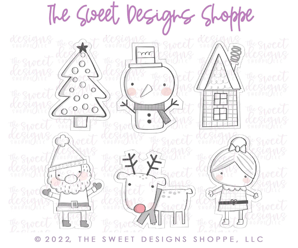 Cookie Cutters - Modern Christmas Cookie Cutter Set - Set of 6 - Cookie Cutters - The Sweet Designs Shoppe - TSDS - - ALL,Christmas,Christmas / Winter,Christmas Cookies,Cookie Cutter,Frosty,Mini Sets,Nativity,Promocode,regular sets,Santa,Santa Claus,set