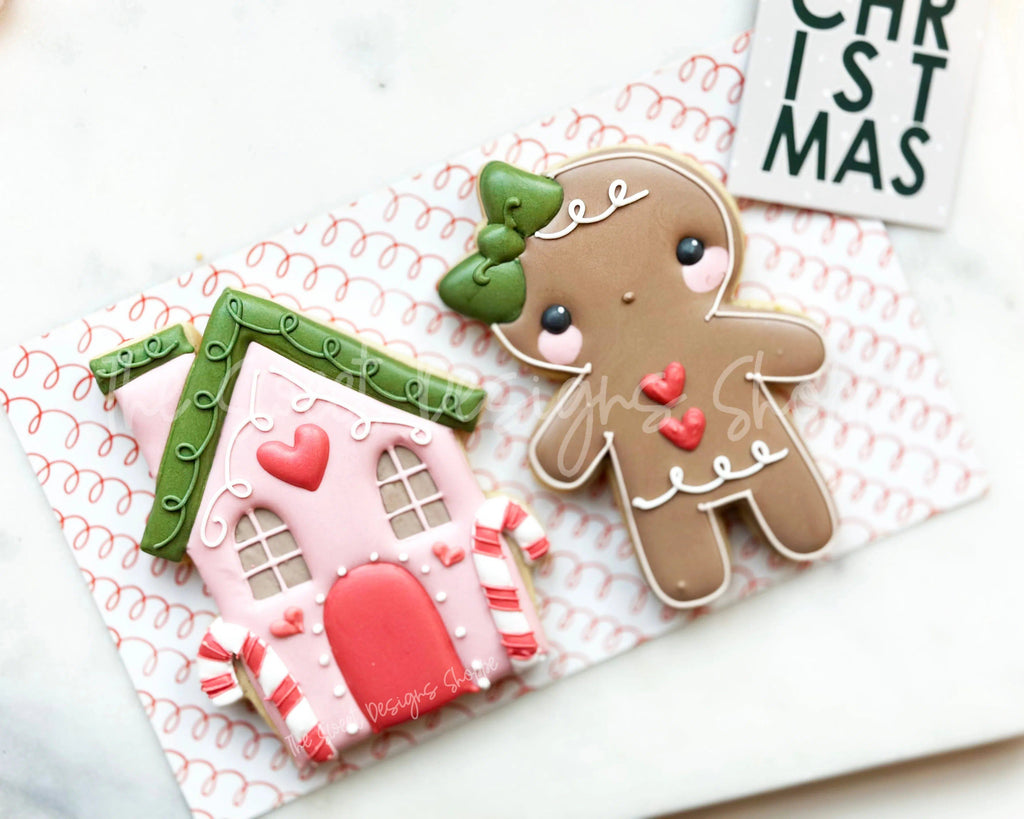 Cookie Cutters - Modern GingerGirl & GingerHouse Cookie Cutters Set - 2 Piece Set - Cookie Cutters - The Sweet Designs Shoppe - Set of 2 - Gingerhouse (Regular Size) & GingerGirl (MidSize) - ALL, Christmas, Christmas / Winter, Christmas Cookies, Cookie Cutter, Ginger boy, ginger bread, Ginger girl, Gingerboy, gingerbread, gingerbread man, gingerbread mug, GingerHouse, Promocode, regular sets, set, sets