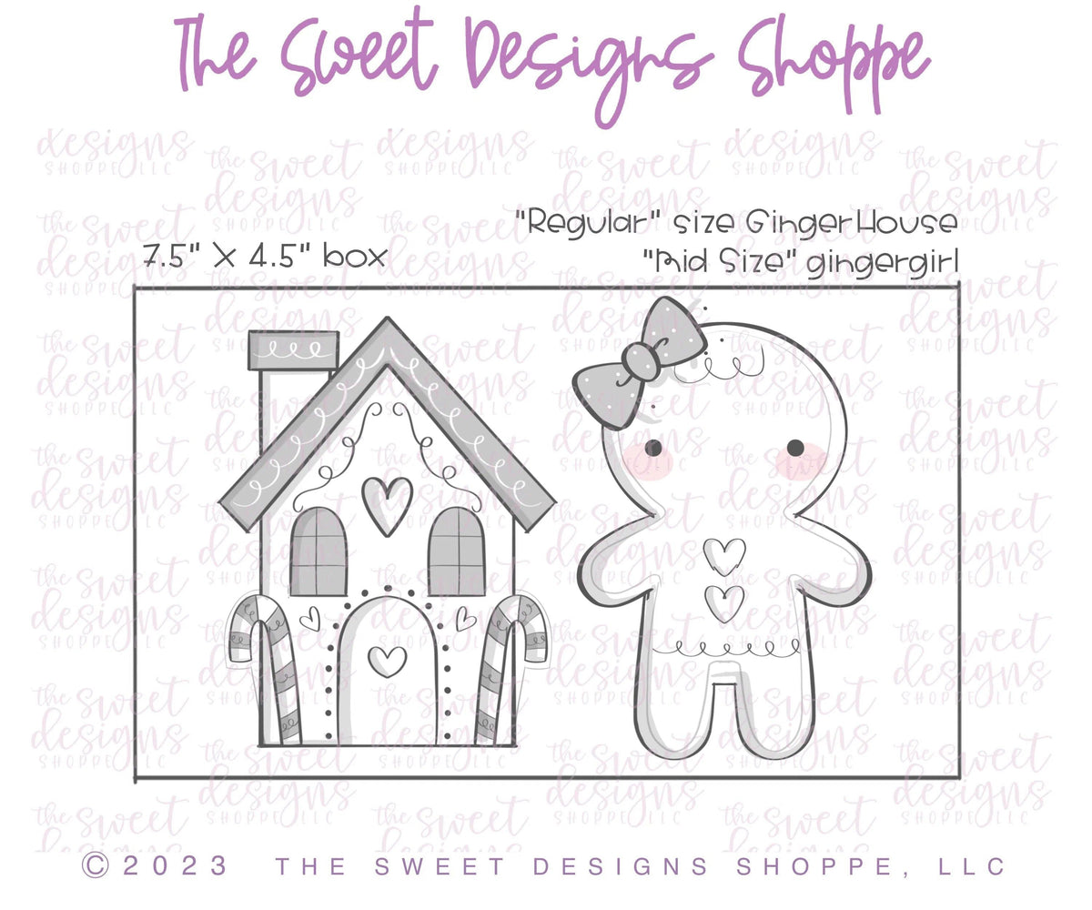 Cookie Cutters - Modern GingerGirl & GingerHouse Cookie Cutters Set - 2 Piece Set - Cookie Cutters - The Sweet Designs Shoppe - TSDS - - ALL,Christmas,Christmas / Winter,Christmas Cookies,Cookie Cutter,Ginger boy,ginger bread,Ginger girl,Gingerboy,gingerbread,gingerbread man,gingerbread mug,GingerHouse,Promocode,regular sets,set,sets,STL
