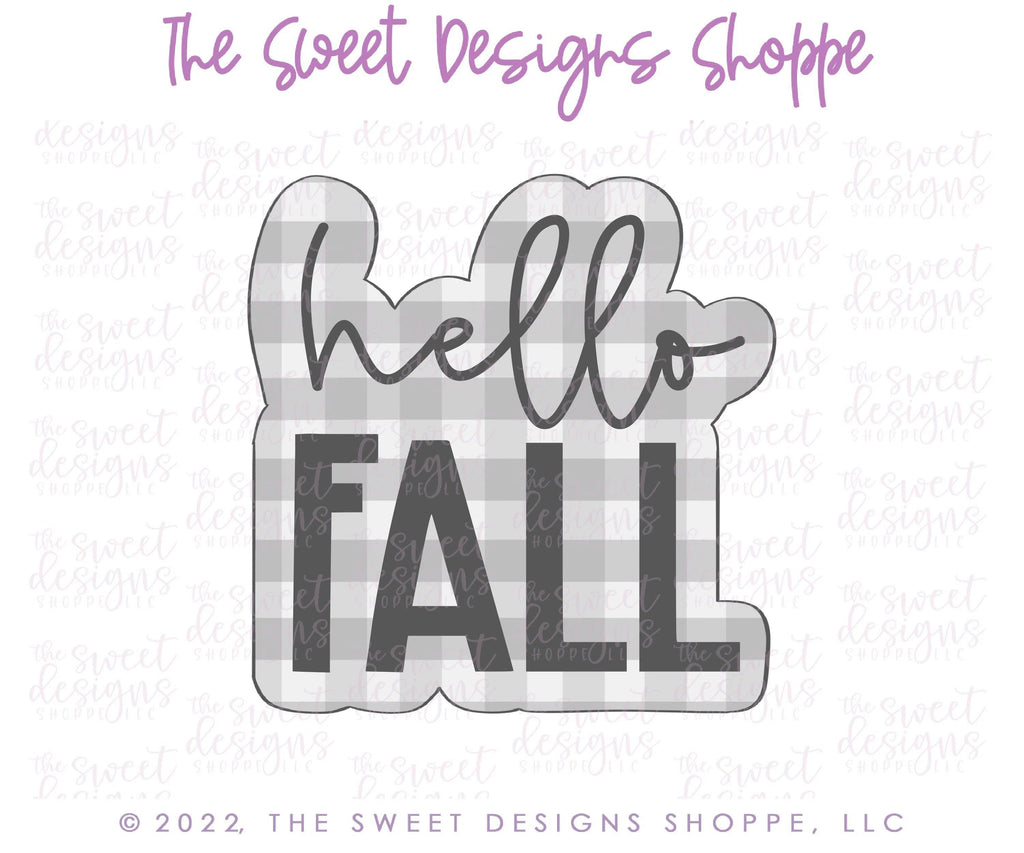 Cookie Cutters - Modern Hello Fall Plaque - Cookie Cutter - The Sweet Designs Shoppe - - ALL, Cookie Cutter, Fall, Fall / Thanksgiving, handlettering, Plaque, Plaques, PLAQUES HANDLETTERING, Promocode