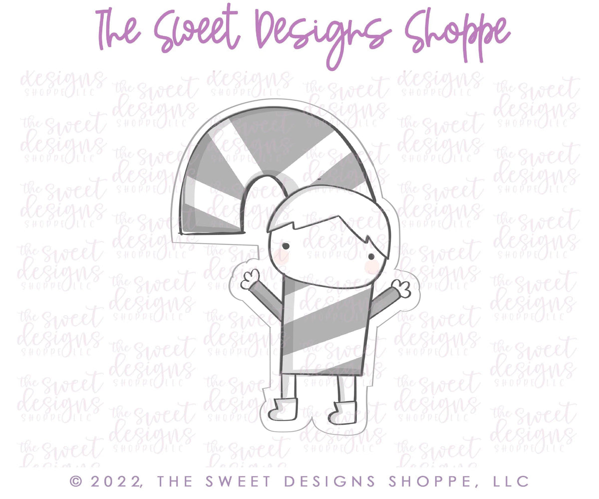 Cookie Cutters - Modern Kid CandyCane - Cookie Cutter - The Sweet Designs Shoppe - TSDS - - ALL,CandyCane,Christmas,Christmas / Winter,Christmas Cookies,Cookie Cutter,kids,Promocode,STL
