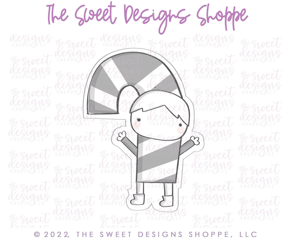 Cookie Cutters - Modern Kid CandyCane - Cookie Cutter - The Sweet Designs Shoppe - TSDS - - ALL,CandyCane,Christmas,Christmas / Winter,Christmas Cookies,Cookie Cutter,kids,Promocode