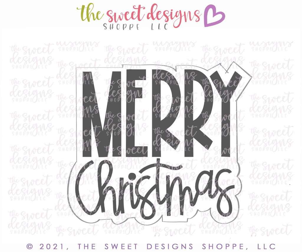 Cookie Cutters - Modern Merry Christmas Plaque - Cookie Cutter - Sweet Designs Shoppe - - ALL, Christmas, Christmas / Winter, Christmas Cookies, Cookie Cutter, home, Plaque, Plaques, PLAQUES HANDLETTERING, Promocode