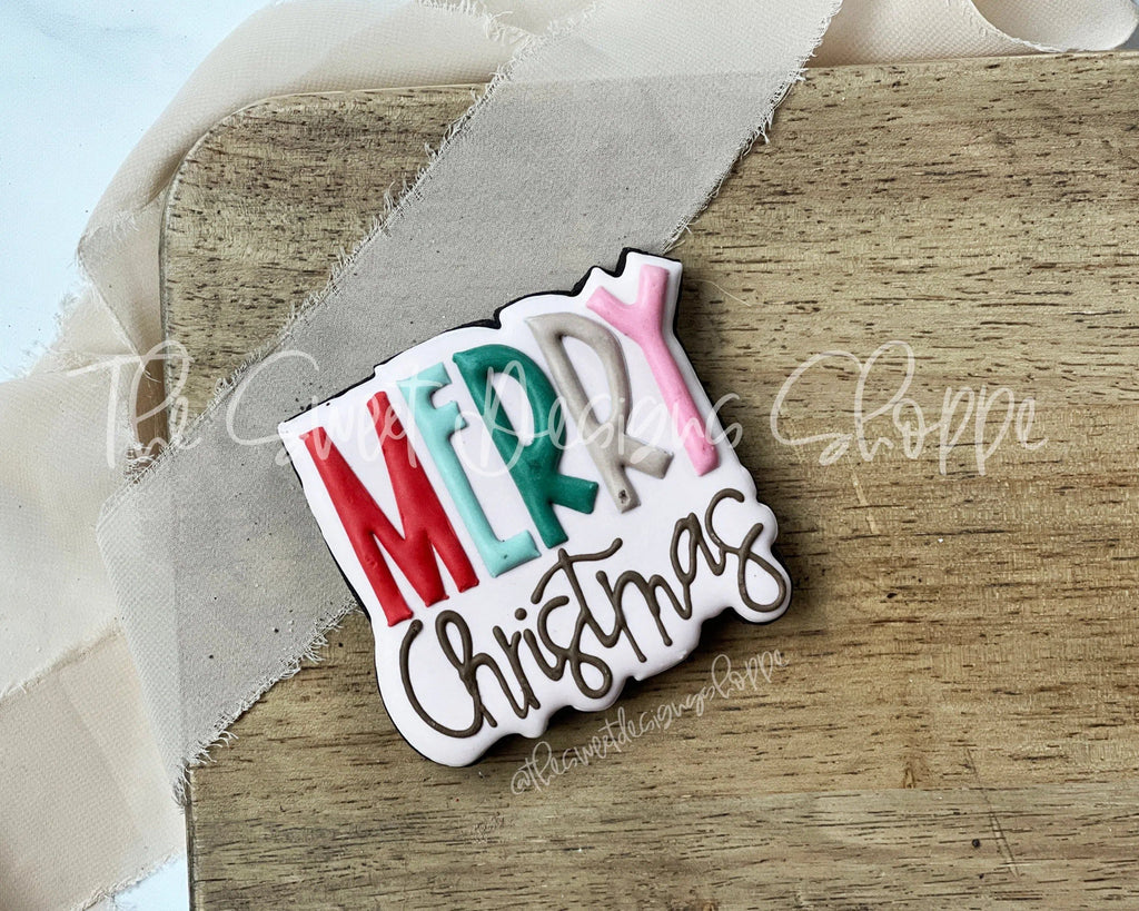 Cookie Cutters - Modern Merry Christmas Plaque - Cookie Cutter - The Sweet Designs Shoppe - - ALL, Christmas, Christmas / Winter, Christmas Cookies, Cookie Cutter, home, Plaque, Plaques, PLAQUES HANDLETTERING, Promocode