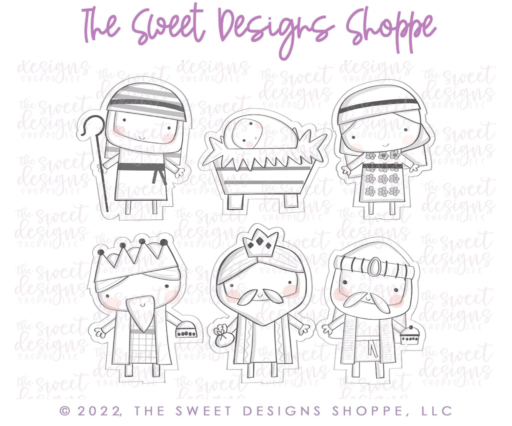 Cookie Cutters - Modern Nativity Cookie Cutter Set - Set of 6 - Cookie Cutters - The Sweet Designs Shoppe - TSDS - - ALL,BabyJesus,Christmas,Christmas / Winter,Christmas Cookies,Cookie Cutter,Jesus,Mini Sets,Nativity,Promocode,regular sets,set,wise man,wise men,wiseman