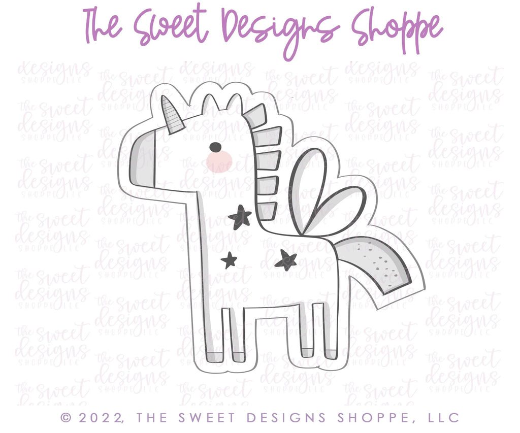 Cookie Cutters - Modern Pegasus - Cookie Cutter - Sweet Designs Shoppe - - ALL, Animal, Animals, Animals and Insects, birthday, Cookie Cutter, Fantasy, horse, Kids / Fantasy, Promocode, unicorn, valentines