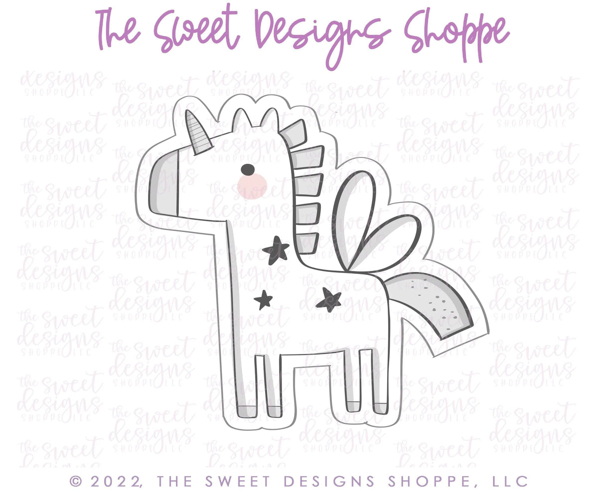 Cookie Cutters - Modern Pegasus - Cookie Cutter - The Sweet Designs Shoppe - TSDS - - ALL,Animal,Animals,Animals and Insects,birthday,Cookie Cutter,Fantasy,horse,Kids / Fantasy,Promocode,STL,unicorn,valentines