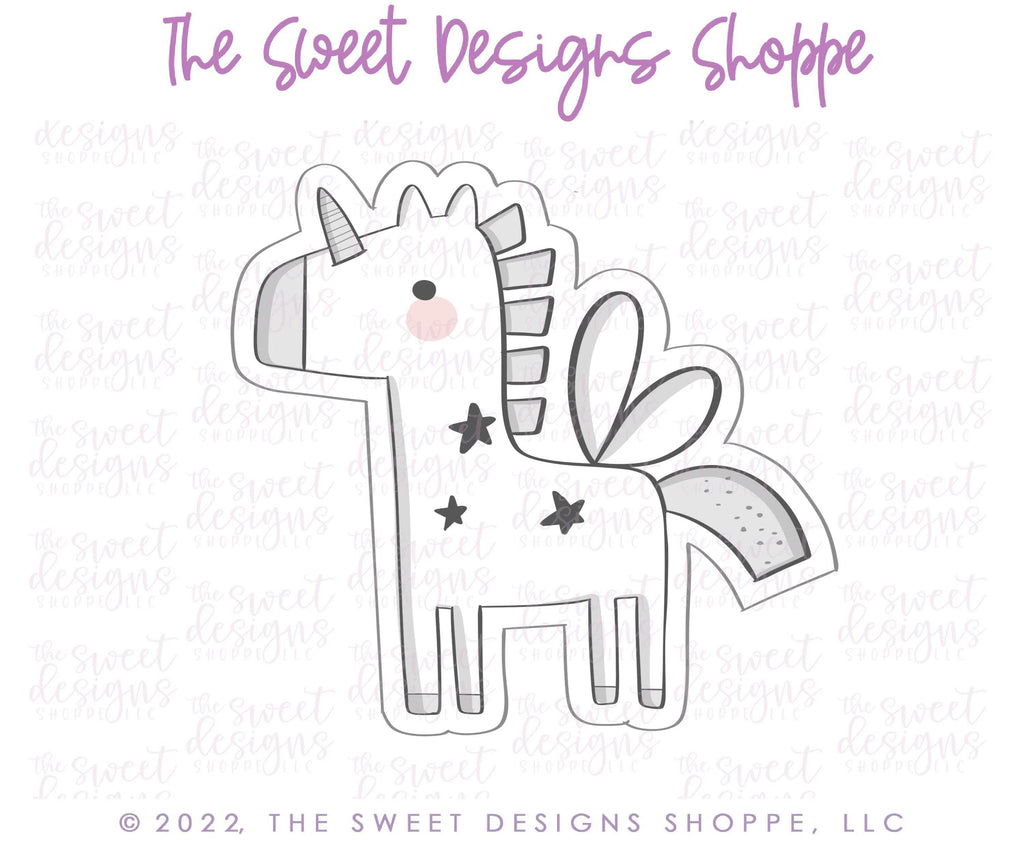 Cookie Cutters - Modern Pegasus - Cookie Cutter - The Sweet Designs Shoppe - - ALL, Animal, Animals, Animals and Insects, birthday, Cookie Cutter, Fantasy, horse, Kids / Fantasy, Promocode, unicorn, valentines