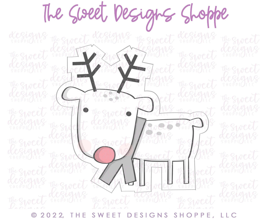 Cookie Cutters - Modern Reindeer - Cookie Cutter - The Sweet Designs Shoppe - TSDS - - ALL,Animal,Animals,Animals and Insects,Christmas,Christmas / Winter,Christmas Cookies,Cookie Cutter,Promocode,Reindeer