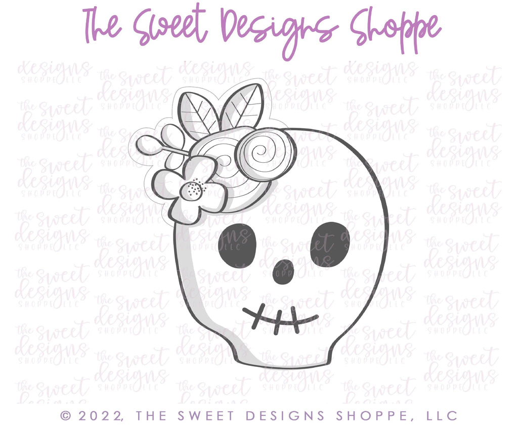 Cookie Cutters - Modern Skull with Flower - Cookie Cutter - Sweet Designs Shoppe - - ALL, Bow, cookie cutters, Customize, Day of the dead, Day of the Death, dia de los muertos, Dia de Muertos, Fall / Halloween, halloween, Mexico, Miscellaneous, monster, Promocode, Skull, Zombies