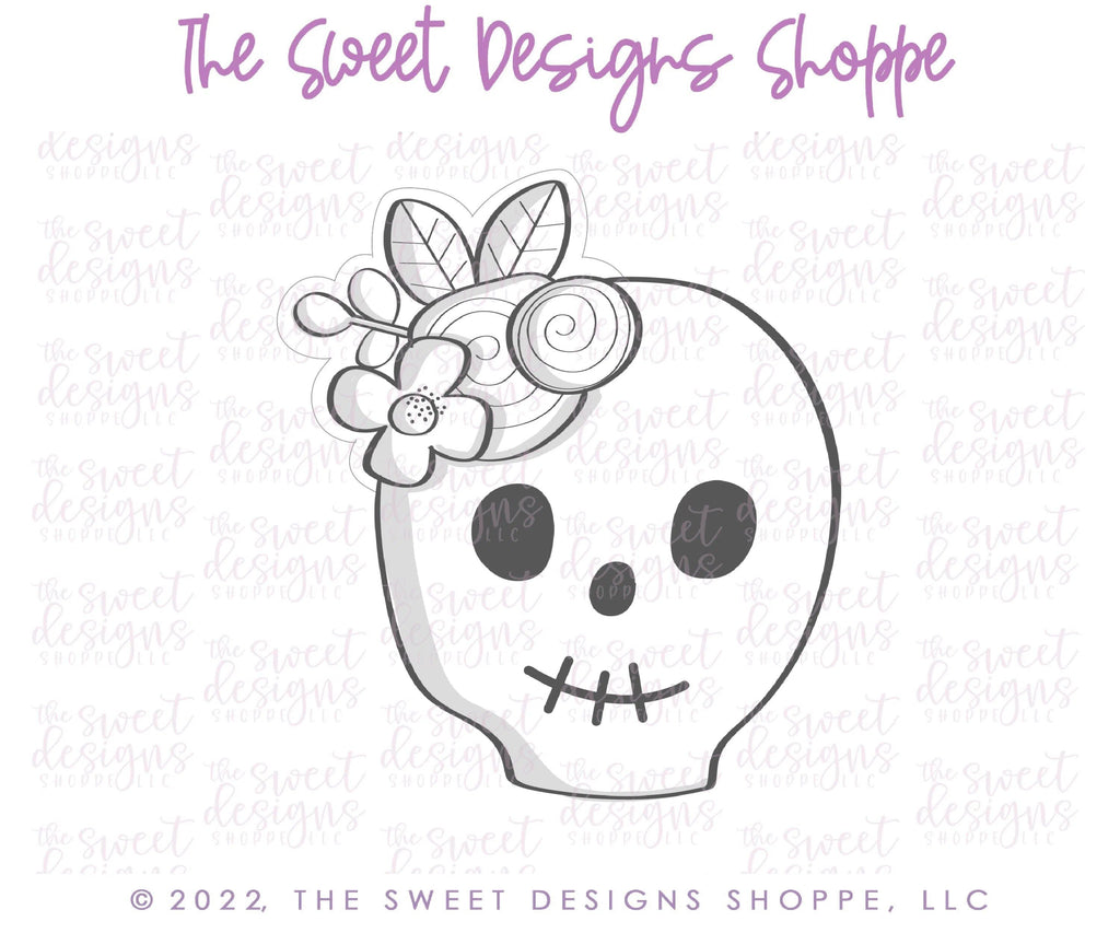 Cookie Cutters - Modern Skull with Flower - Cookie Cutter - The Sweet Designs Shoppe - - ALL, Bow, cookie cutters, Customize, Day of the dead, Day of the Death, dia de los muertos, Dia de Muertos, Fall / Halloween, halloween, Mexico, Miscellaneous, monster, Promocode, Skull, Zombies