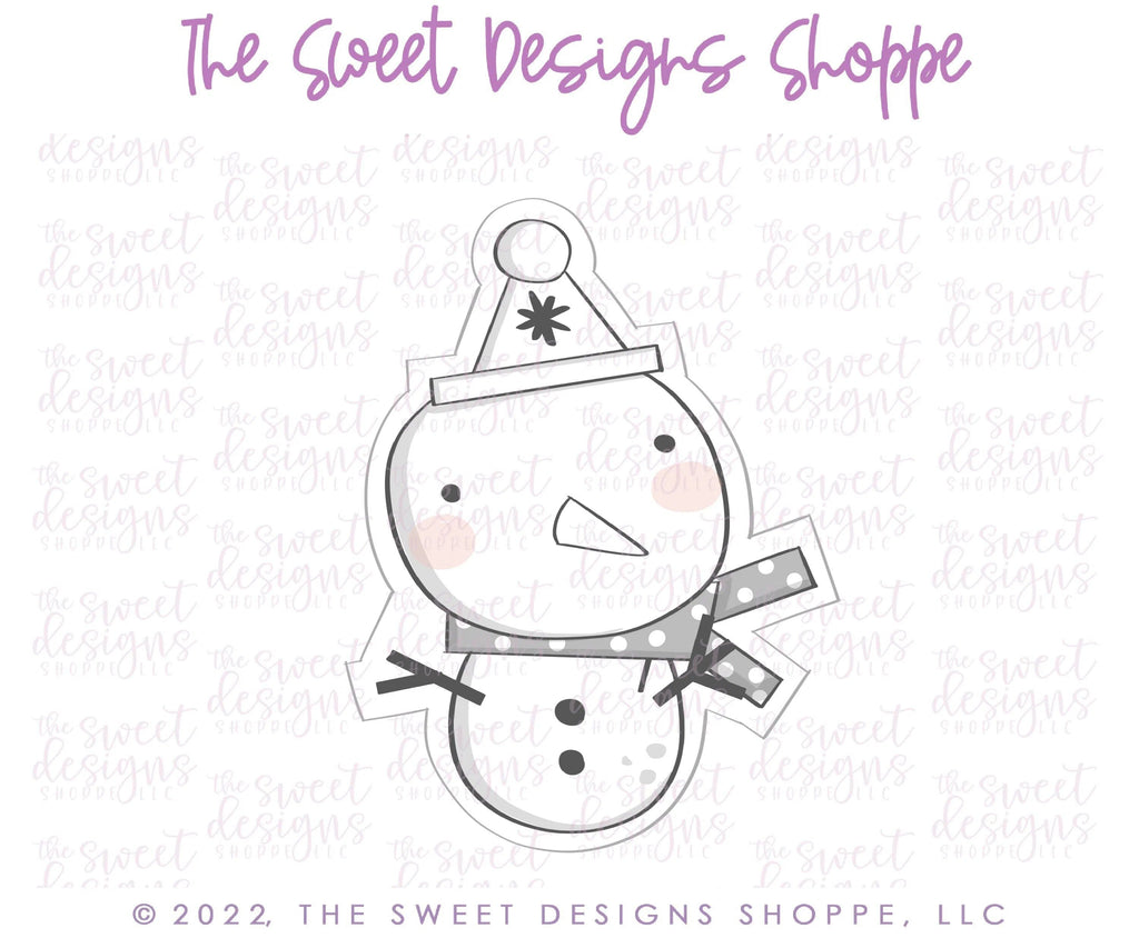 Cookie Cutters - Modern Snowman with Birthday Hat - Cookie Cutter - The Sweet Designs Shoppe - - ALL, Christmas, Christmas / Winter, Christmas Cookies, Cookie Cutter, Promocode, Snowman