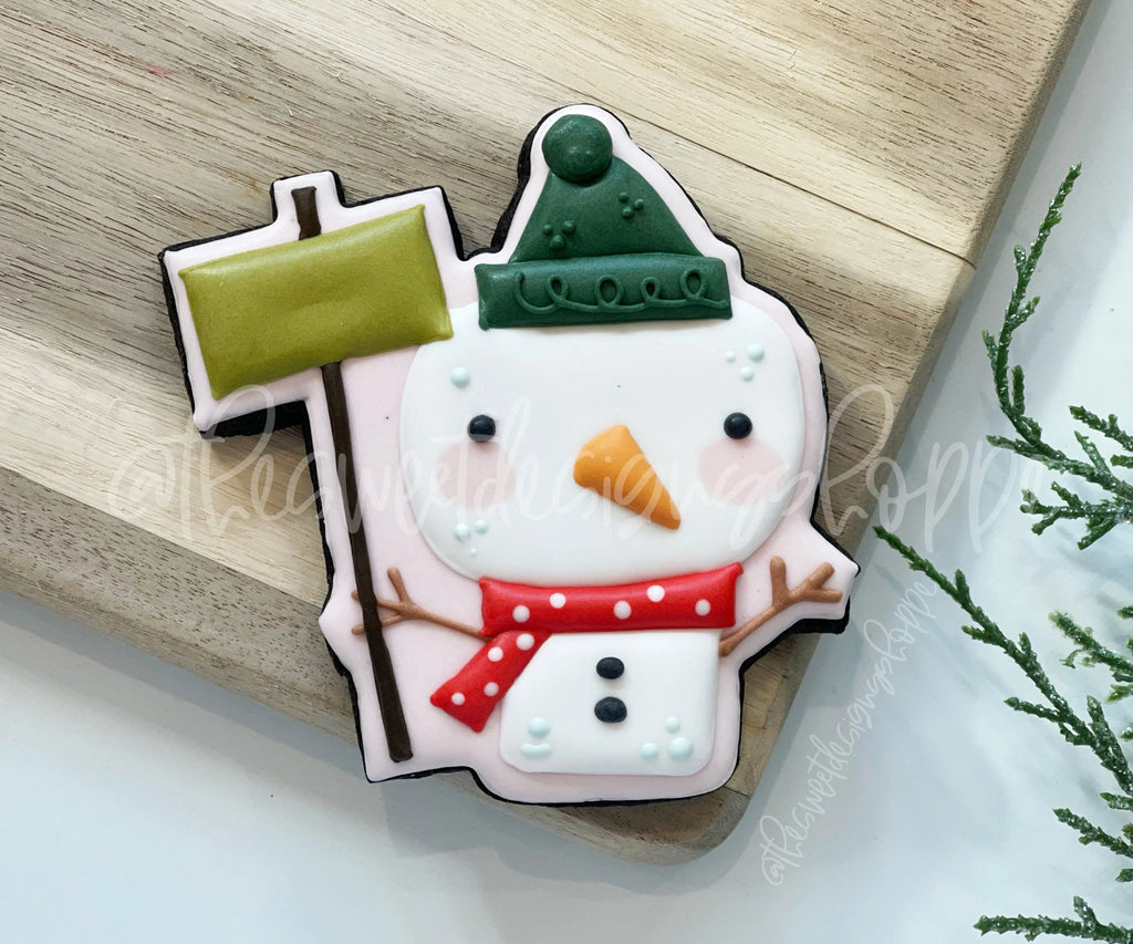 Cookie Cutters - Modern Snowman with Sign - Cookie Cutter - The Sweet Designs Shoppe - - ALL, Christmas, Christmas / Winter, Christmas Cookies, Cookie Cutter, Promocode, Snowman