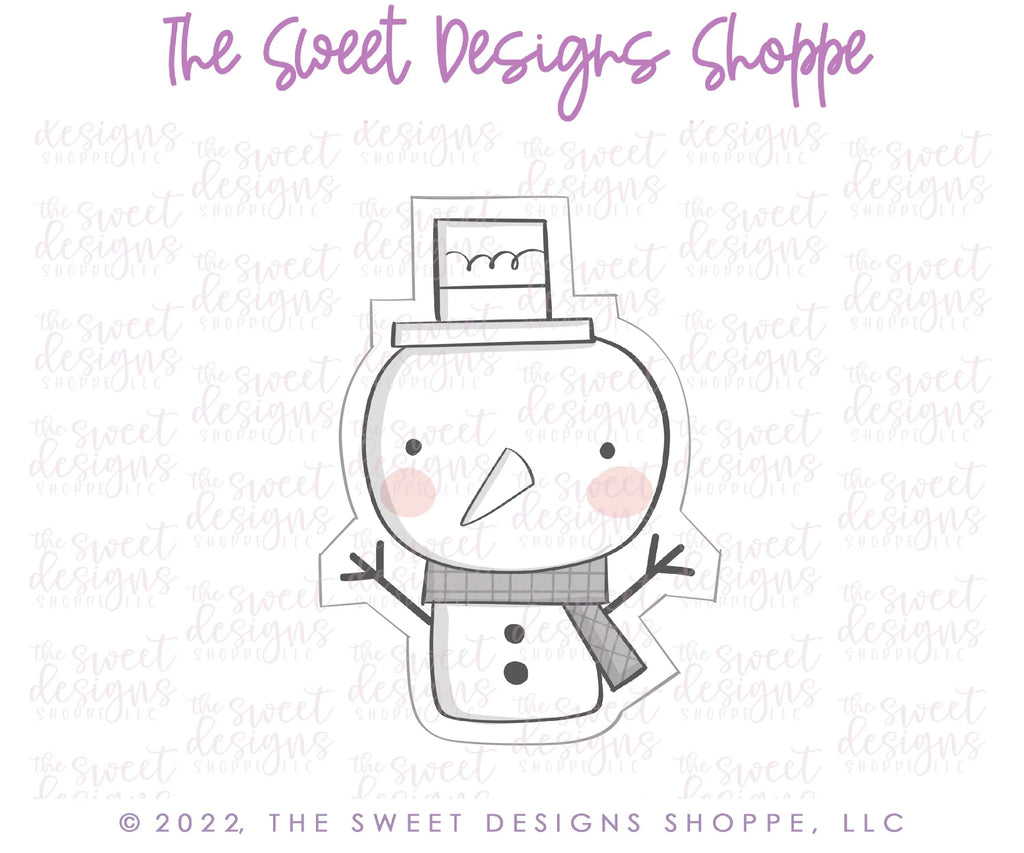 Cookie Cutters - Modern Snowman with Square Hat - Cookie Cutter - Sweet Designs Shoppe - - ALL, Christmas, Christmas / Winter, Christmas Cookies, Cookie Cutter, Promocode, Snowman